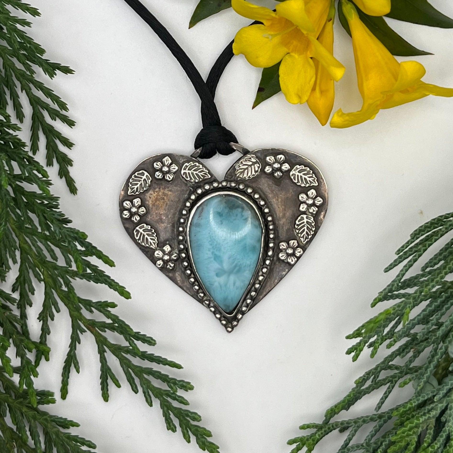 Larimar Wild Heart Necklace - Ellis Cole Jewelry Designs