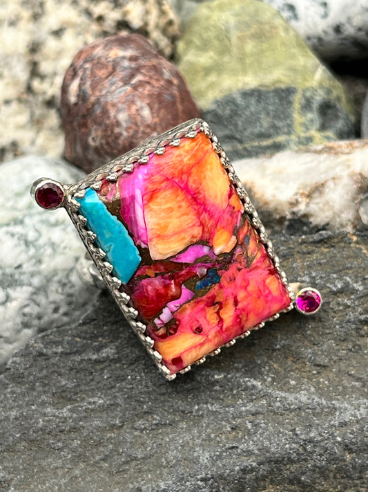 Orange Dahlia Sapphire Ring