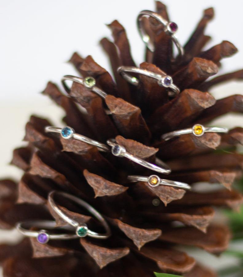 Solid Sterling Silver Birthstone Rings - Ellis Cole Jewelry Designs