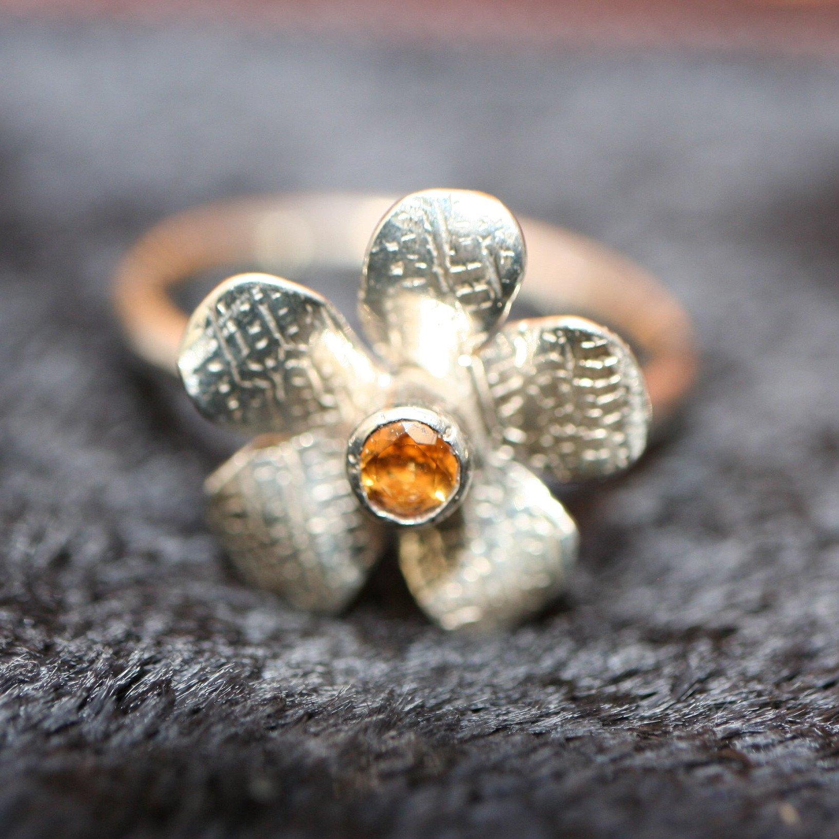 Jillian's Flower Blossom Birthstone Ring - Ellis Cole Jewelry Designs