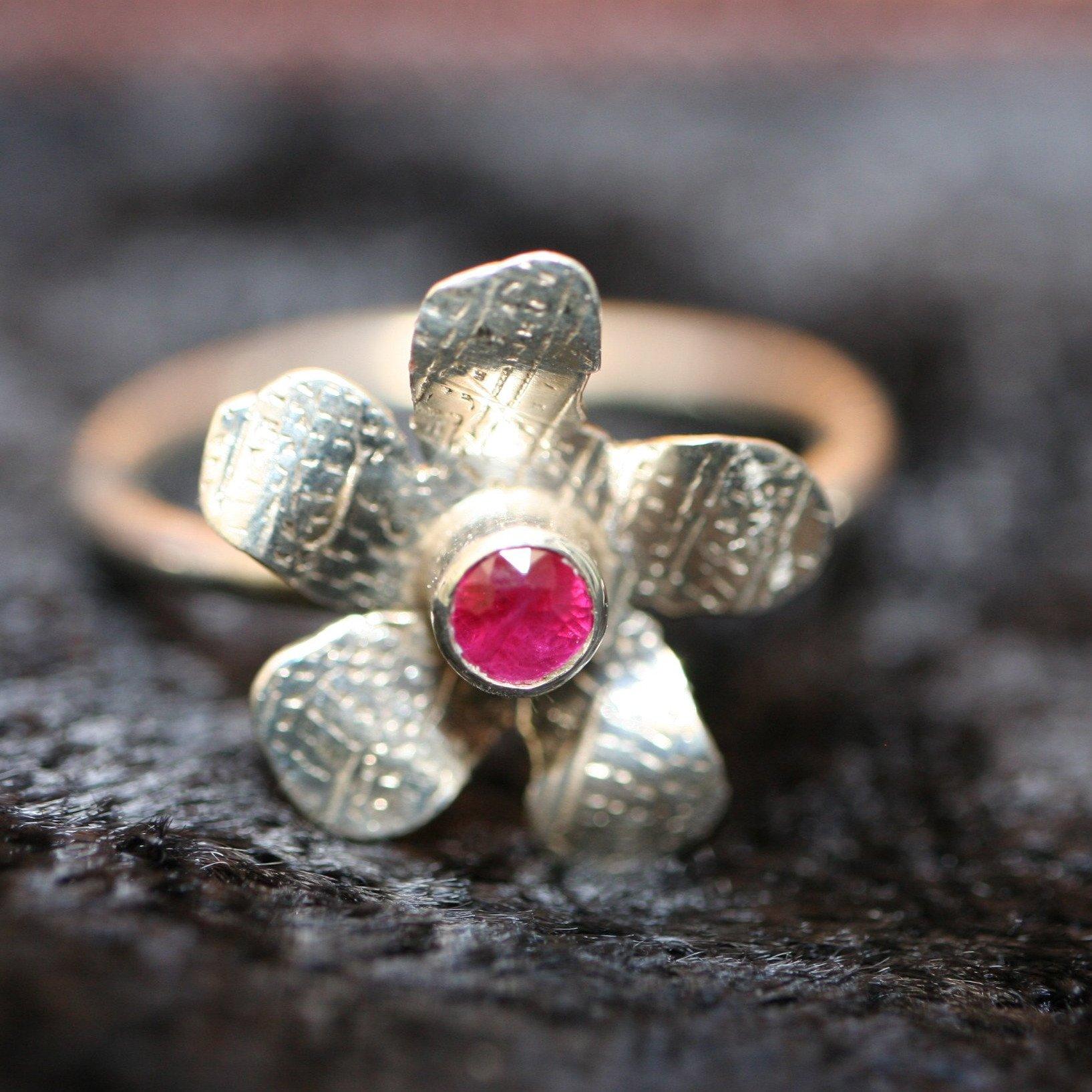 Jillian's Flower Blossom Birthstone Ring - Ellis Cole Jewelry Designs