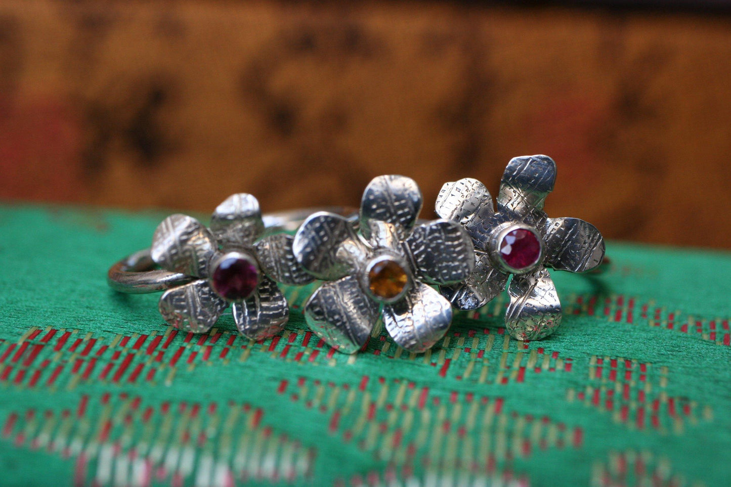 Jillian's Flower Blossom Birthstone Ring - Ellis Cole Jewelry Designs