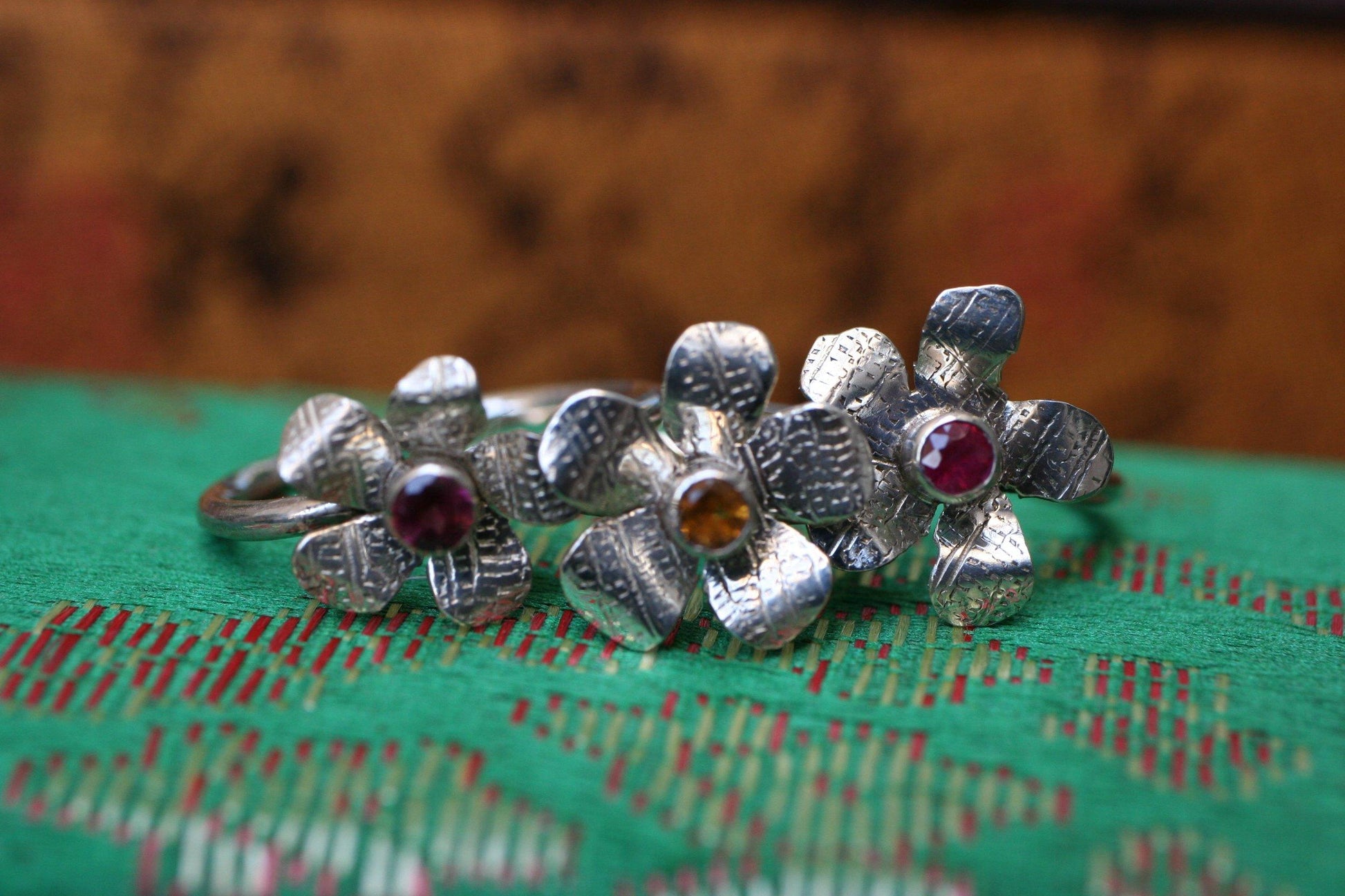 Jillian's Flower Blossom Birthstone Ring - Ellis Cole Jewelry Designs