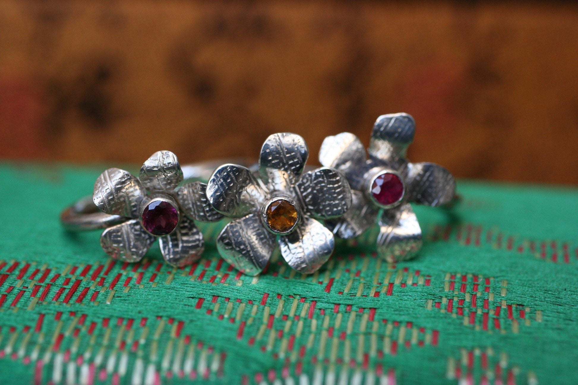 Jillian's Flower Blossom Birthstone Ring - Ellis Cole Jewelry Designs