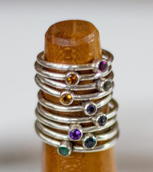 Solid Sterling Silver Birthstone Rings - Ellis Cole Jewelry Designs