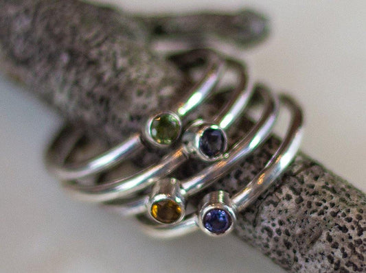 Solid Sterling Silver Birthstone Rings - Ellis Cole Jewelry Designs
