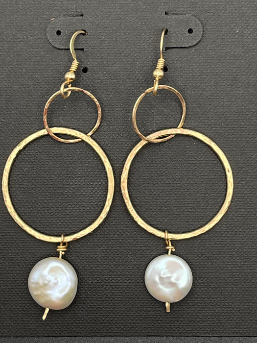 Two Hoop Gold-filled Pearl Earring - Ellis Cole Jewelry Designs