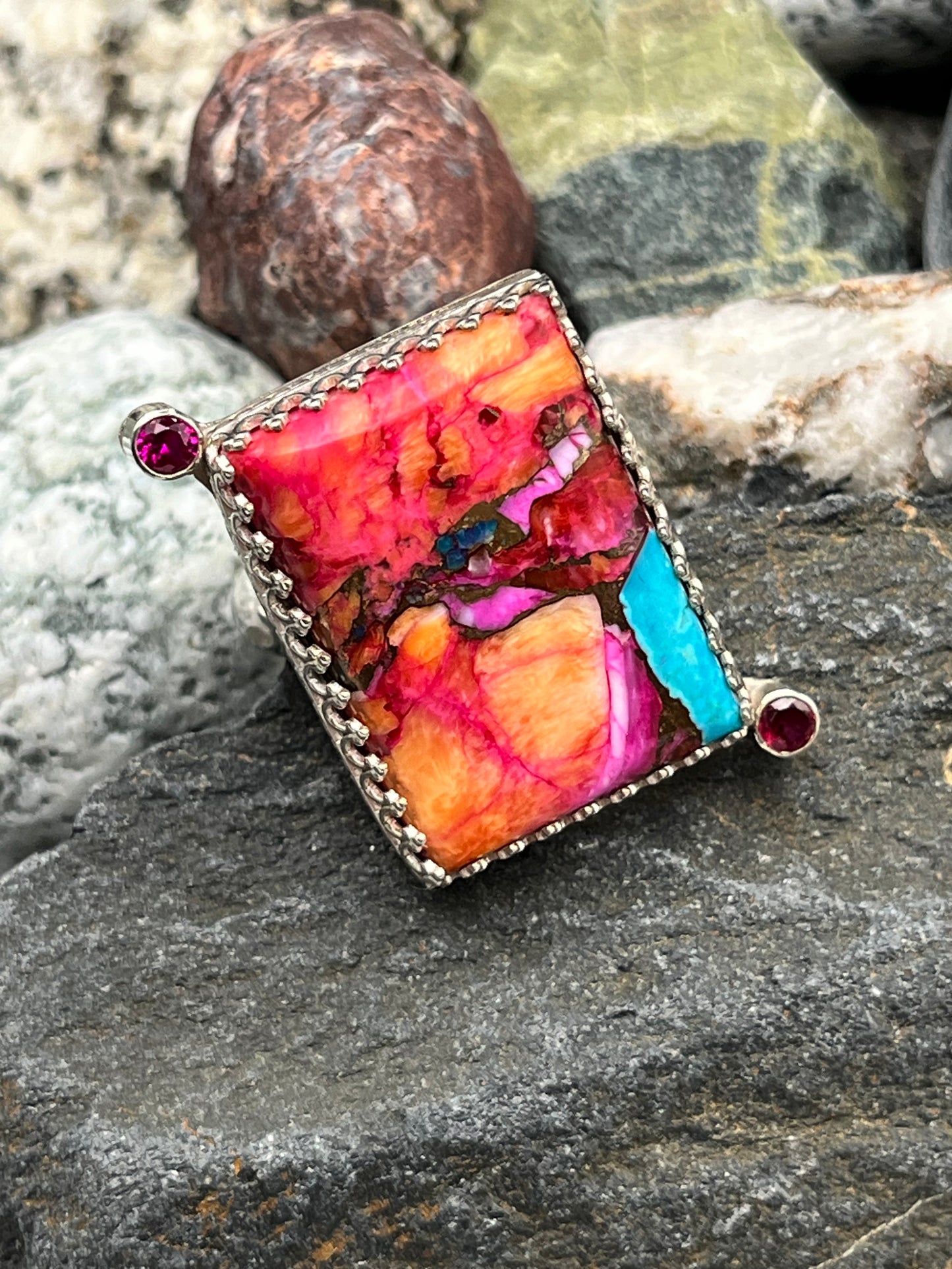 Orange Dahlia Sapphire Ring