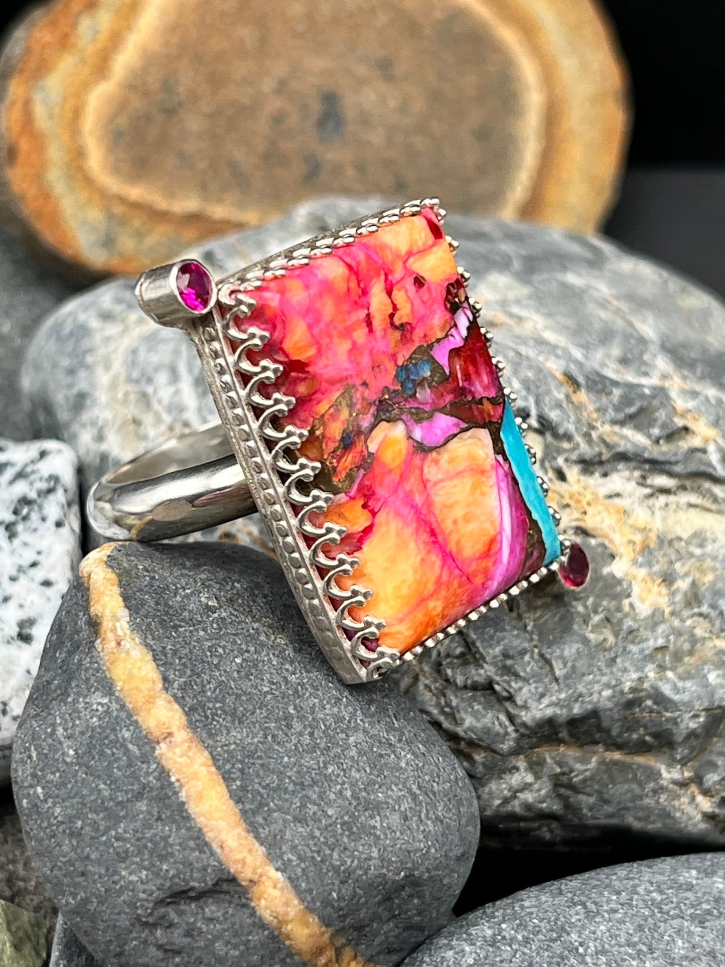 Orange Dahlia Sapphire Ring