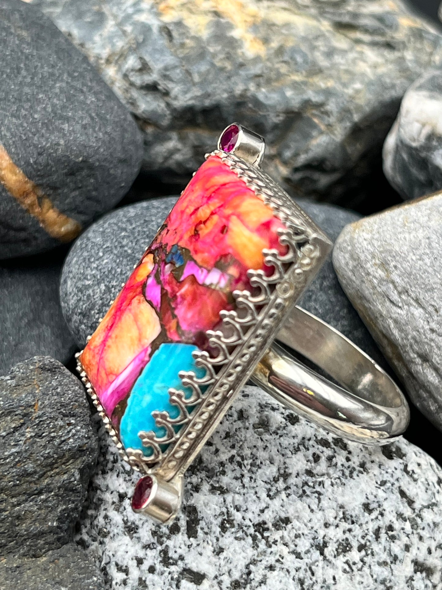 Orange Dahlia Sapphire Ring