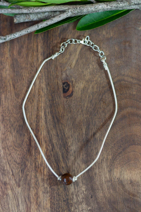 Brecciated Jasper and Pearl Leather Unisex Choker - Ellis Cole Jewelry Designs
