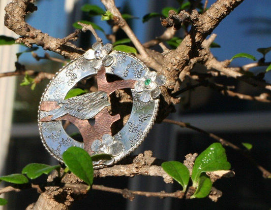 Birds and Blossoms Brooch - Ellis Cole Jewelry Designs