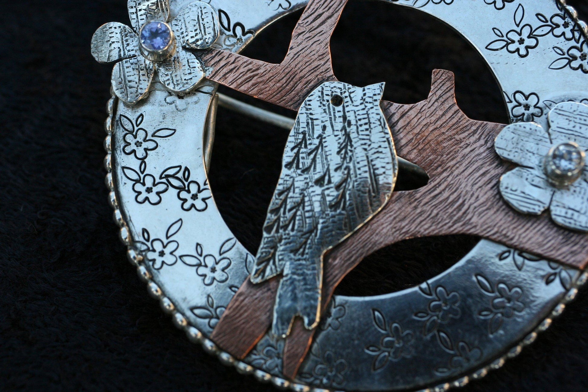 Birds and Blossoms Brooch - Ellis Cole Jewelry Designs