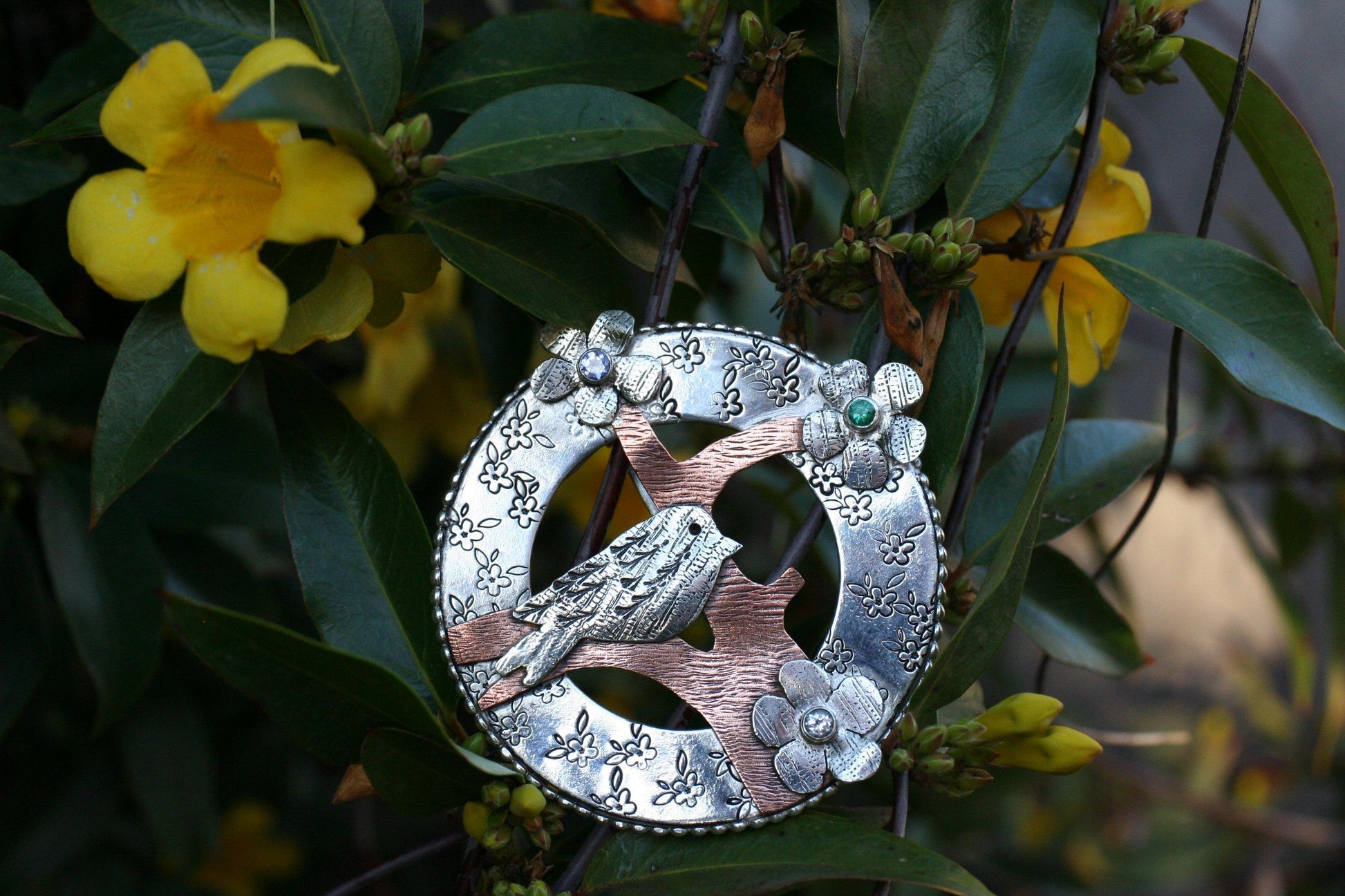 Birds and Blossoms Brooch - Ellis Cole Jewelry Designs